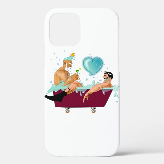 SlipperyJoe's two gay men love cartoon bathtub soa Case-Mate iPhone Case (Back)