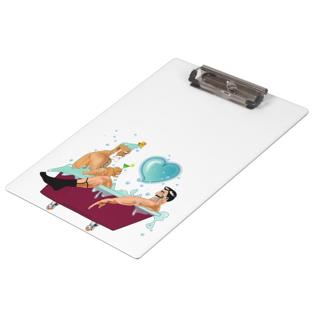 SlipperyJoe's two gay men love cartoon bathtub soa Clipboard (Angled)