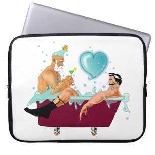 SlipperyJoe's two gay men love cartoon bathtub soa Laptop Sleeve