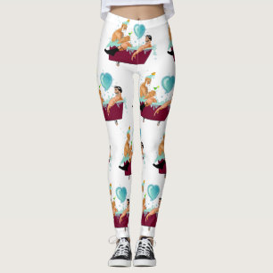 SlipperyJoe's two gay men love cartoon bathtub soa Leggings