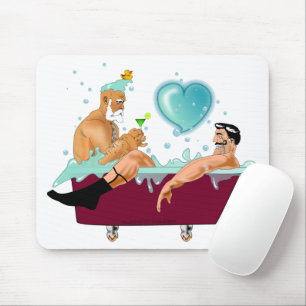 SlipperyJoe's two gay men love cartoon bathtub soa Mouse Mat