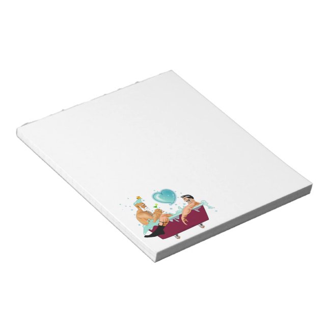 SlipperyJoe's two gay men love cartoon bathtub soa Notepad (Angled)