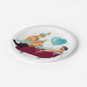 SlipperyJoe's two gay men love cartoon bathtub soa Paper Plate