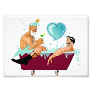 SlipperyJoe's two gay men love cartoon bathtub soa Photo Print