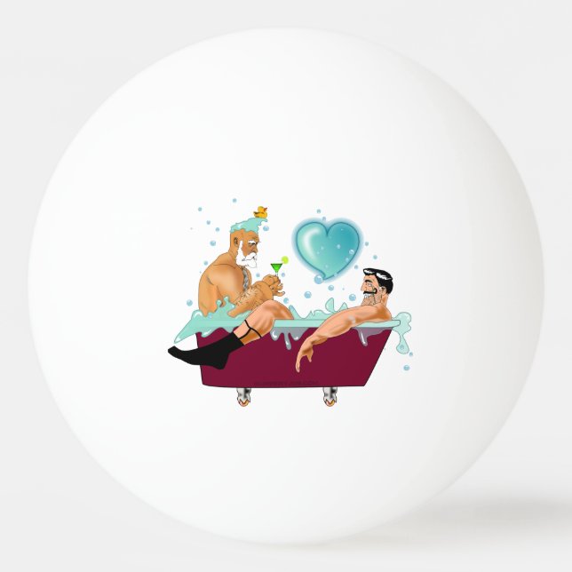 SlipperyJoe's two gay men love cartoon bathtub soa Ping Pong Ball (Front)