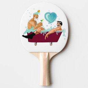 SlipperyJoe's two gay men love cartoon bathtub soa Ping Pong Paddle