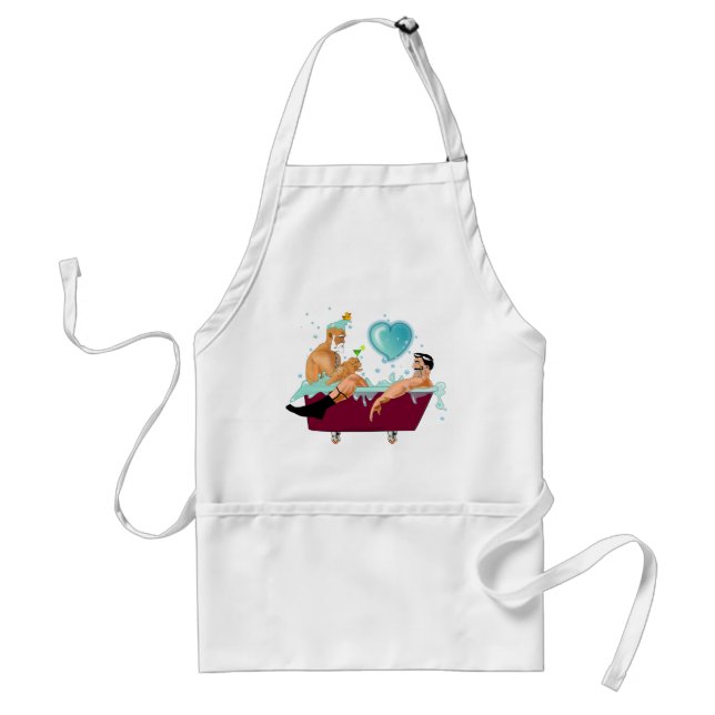 SlipperyJoe's two gay men love cartoon bathtub soa Standard Apron (Front)
