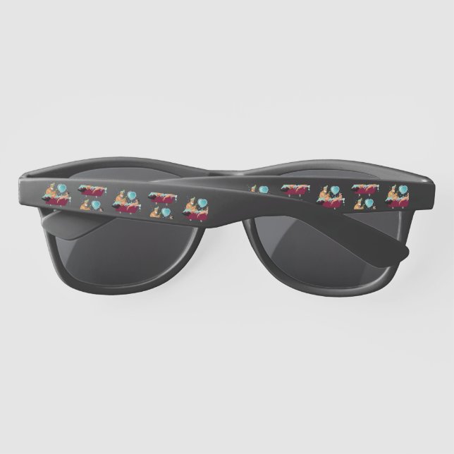 SlipperyJoe's two gay men love cartoon bathtub soa Sunglasses (Back)