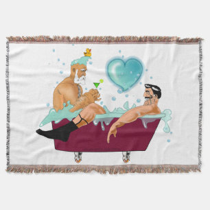 SlipperyJoe's two gay men love cartoon bathtub soa Throw Blanket