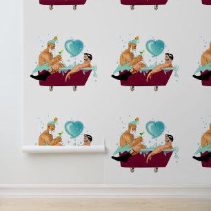 SlipperyJoe's two gay men love cartoon bathtub soa Wallpaper
