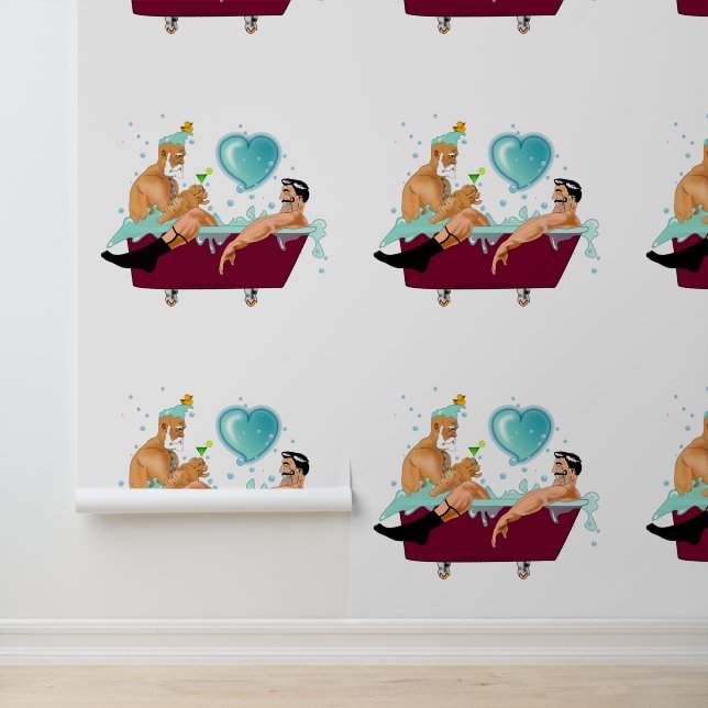 SlipperyJoe's two gay men love cartoon bathtub soa Wallpaper (Application)