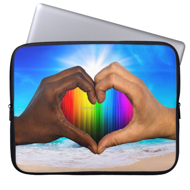 SlipperyJoe's two Hearted hands interracial male h Laptop Sleeve (Front)