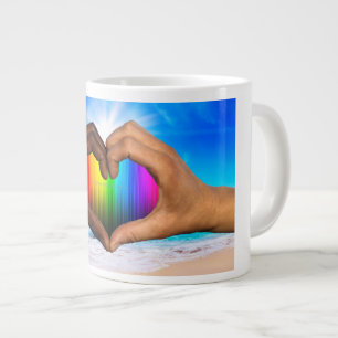 SlipperyJoe's two Hearted hands interracial male h Large Coffee Mug