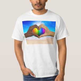 SlipperyJoe's two Hearted hands interracial male h T-Shirt