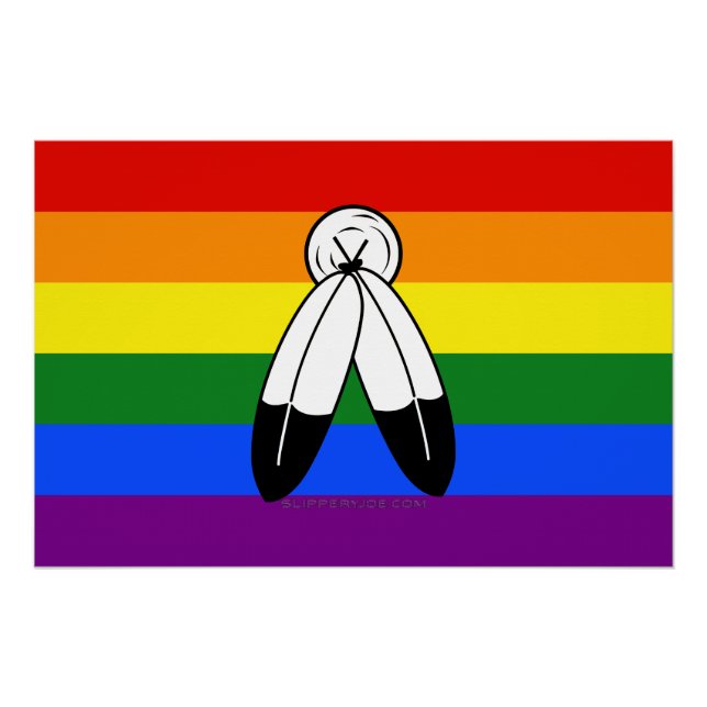 SlipperyJoe's Two-Spirit Pride Flag ceremonial LGB Poster (Front)