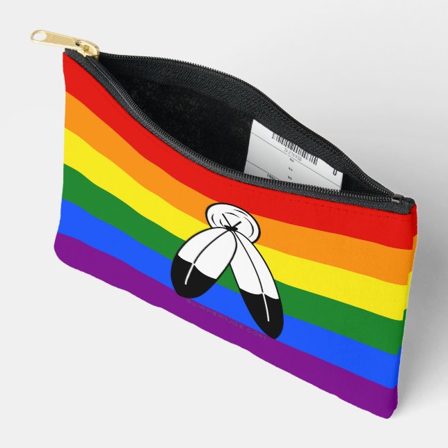 SlipperyJoe's two-spirit pride flag Indigenous sym Accessory Pouch (Open)