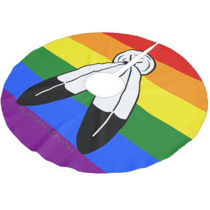 SlipperyJoe's two-spirit pride flag Indigenous sym Brushed Polyester Tree Skirt
