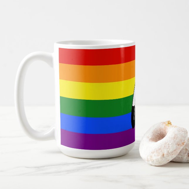 SlipperyJoe's two-spirit pride flag Indigenous sym Coffee Mug (With Donut)