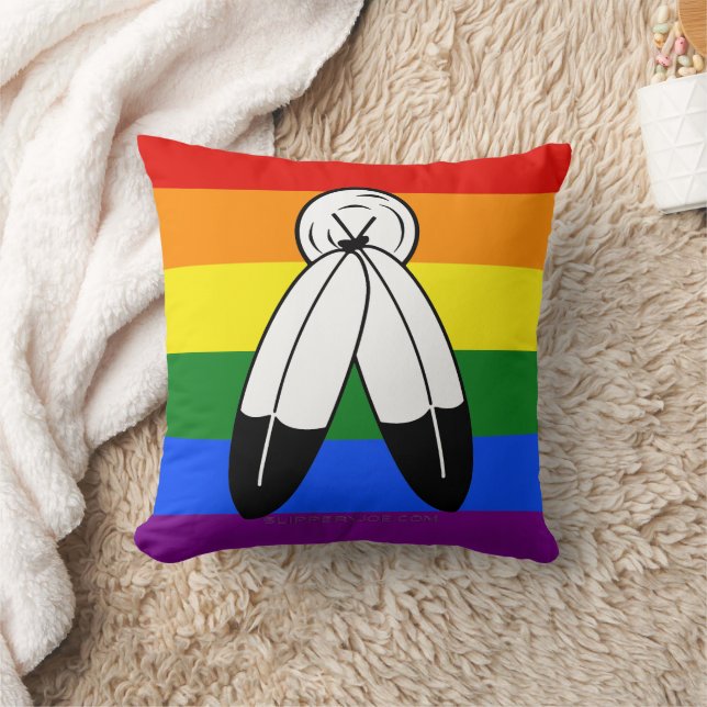 SlipperyJoe's two-spirit pride flag Indigenous sym Cushion (Blanket)