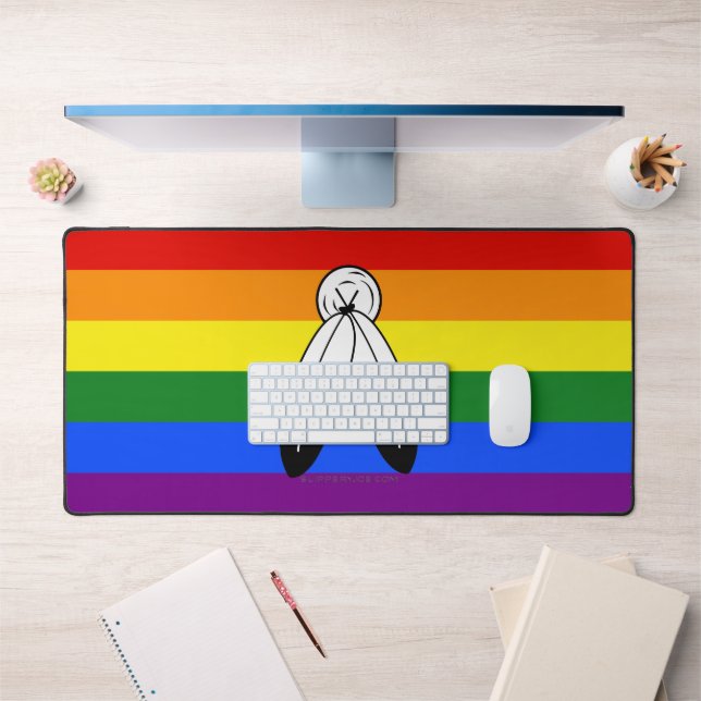 SlipperyJoe's two-spirit pride flag Indigenous sym Desk Mat (Office 1)
