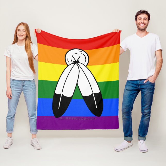 SlipperyJoe's two-spirit pride flag Indigenous sym Fleece Blanket (In Situ)