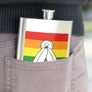 SlipperyJoe's two-spirit pride flag Indigenous sym Hip Flask