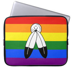 SlipperyJoe's two-spirit pride flag Indigenous sym Laptop Sleeve