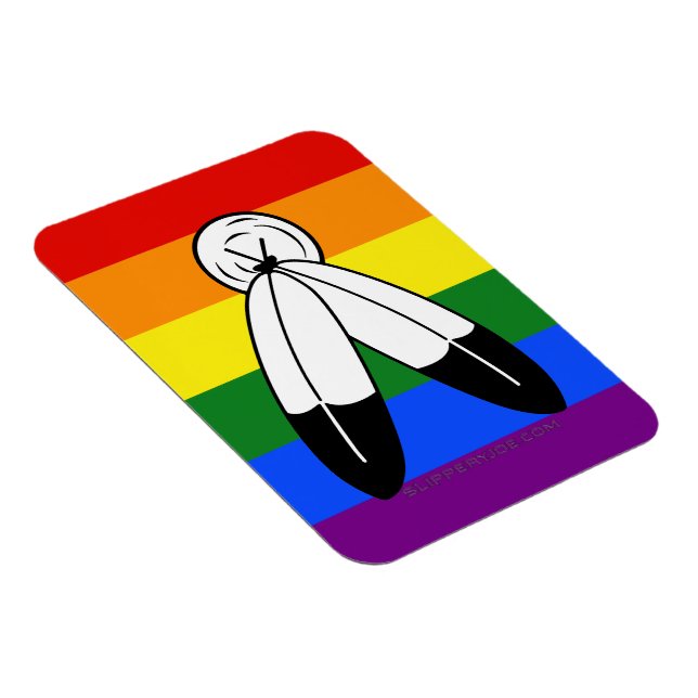SlipperyJoe's two-spirit pride flag Indigenous sym Magnet (Right Side)