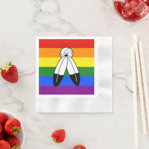 SlipperyJoe's two-spirit pride flag Indigenous sym Napkin