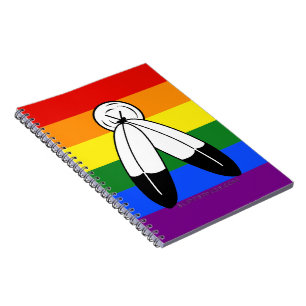 SlipperyJoe's two-spirit pride flag Indigenous sym Notebook