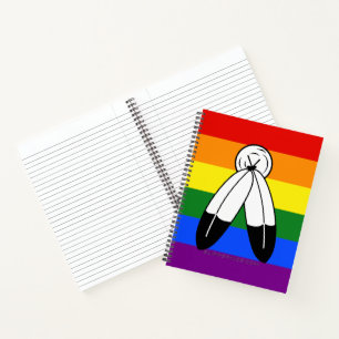 SlipperyJoe's two-spirit pride flag Indigenous sym Notebook