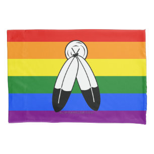 SlipperyJoe's two-spirit pride flag Indigenous sym Pillowcase