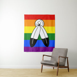 SlipperyJoe's two-spirit pride flag Indigenous sym Tapestry