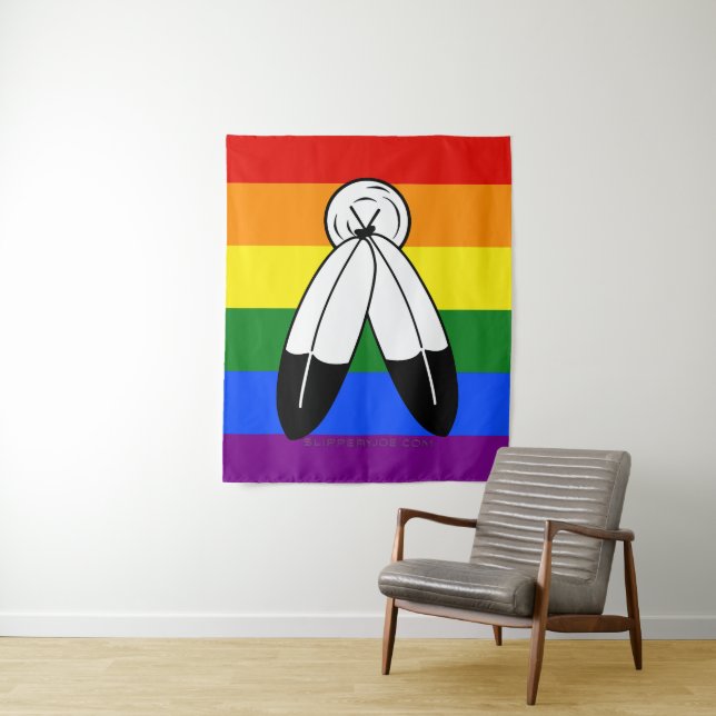 SlipperyJoe's two-spirit pride flag Indigenous sym Tapestry (In Situ)