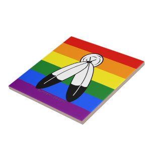 SlipperyJoe's two-spirit pride flag Indigenous sym Tile