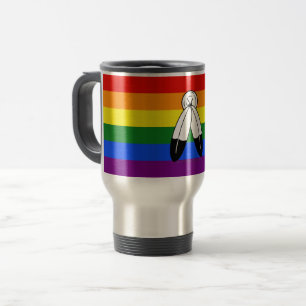 SlipperyJoe's two-spirit pride flag Indigenous sym Travel Mug