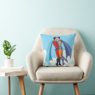Slipperyjoe's two superheroes kissing characters f cushion