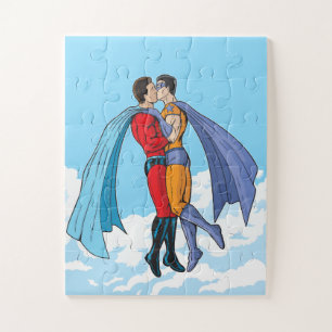 Slipperyjoe's two superheroes kissing characters f jigsaw puzzle