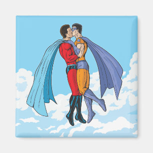 Slipperyjoe's two superheroes kissing characters f magnet