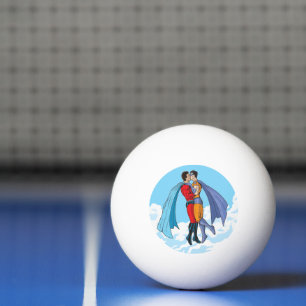 Slipperyjoe's two superheroes kissing characters f ping pong ball