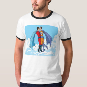 Slipperyjoe's two superheroes kissing characters f T-Shirt
