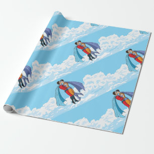 Slipperyjoe's two superheroes kissing characters f wrapping paper
