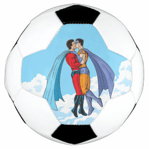 SlipperyJoe's two superheroes kissing flying carto Football