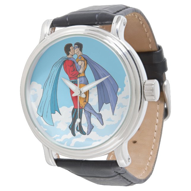 SlipperyJoe's two superheroes kissing flying carto Watch (Angled)