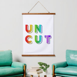 SlipperyJoe's uncut vibrant rainbow colours three- Hanging Tapestry