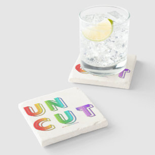 SlipperyJoe's uncut vibrant rainbow colours three- Stone Coaster