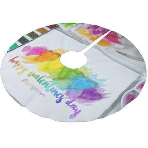 SlipperyJoe's Valentine's Day sentiment LGBTQ+ gay Brushed Polyester Tree Skirt