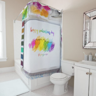SlipperyJoe's Valentine's Day sentiment LGBTQ+ gay Shower Curtain