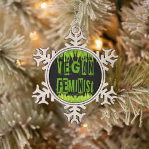 SlipperyJoe's vegan feminist attention-grabbing br Snowflake Pewter Christmas Ornament