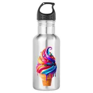 SlipperyJoe's vibrant ice cream cone food classic 532 Ml Water Bottle